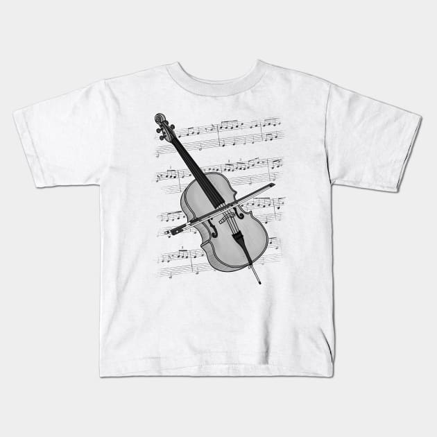 Cello Player Cellist String Musician Kids T-Shirt by doodlerob